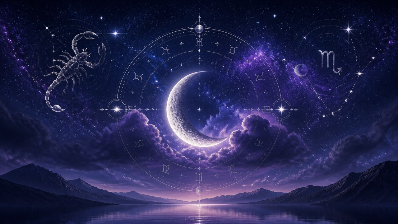 Arte editorial mística sobre Horóscopo do dia de hoje (14/09/2026): previsões dos signos para Segunda-feira