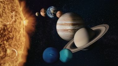 Imagem do sistema solar e os planetas no universo.