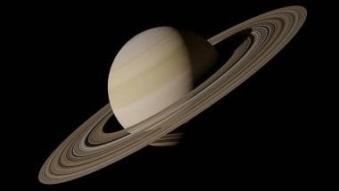 Zelch Csaba / Pexels / Canva Imagem de fundo preto e em destaque o planeta Saturno.