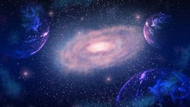Mode21 / Pixabay / Canva Imagem do universo nas cores azul e roxo.