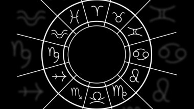 No foco da imagem, há uma Roda do Zodíaco e os símbolos dos signos.