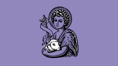 Imagem ilustrativa de São João, segurando um cordeiro em seus braços.