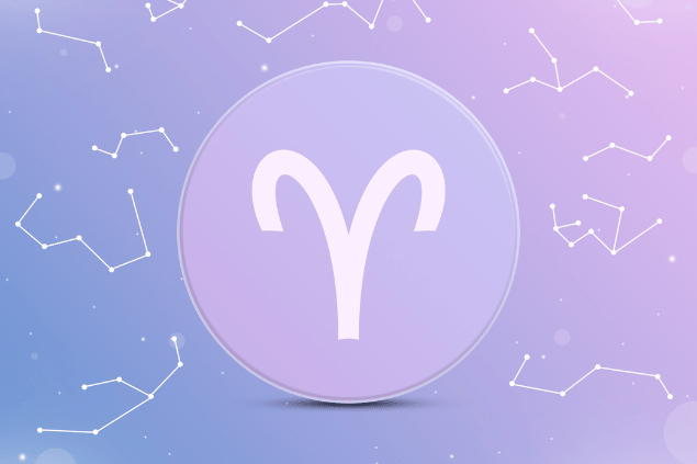 Buffik / Buffik / Canva Símbolo de Áries em destaque sobre fundo com constelações estilizadas.