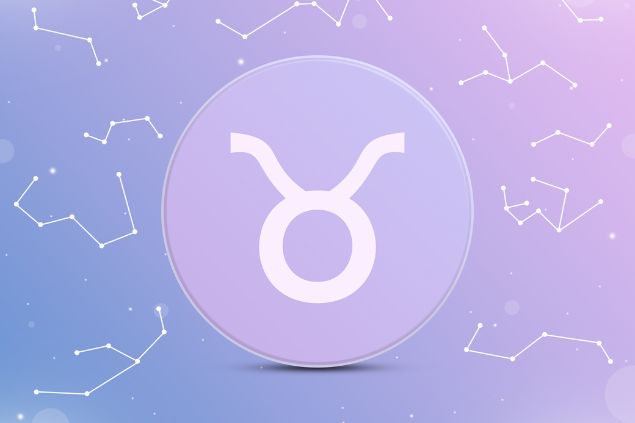 Imagem do glifo do signo de touro na cor lilás.