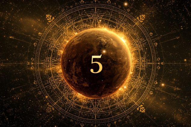 Canva/horoscopovIrtuAl Imagem de Quíron dentro de uma mandala astrológica com o número 5 no centro.