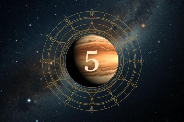 Canva/horoscopovIrtuAl Imagem de Vênus dentro de uma mandala astrológica com o número 5 no centro.