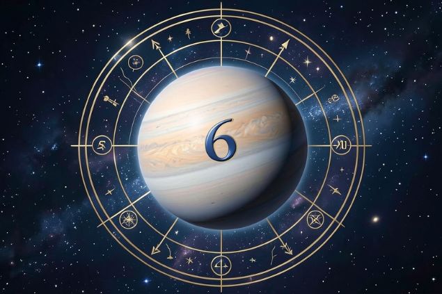 Canva/horoscopovIrtuAl Imagem de Urano em uma mandala astrológica com o número 6 no centro.