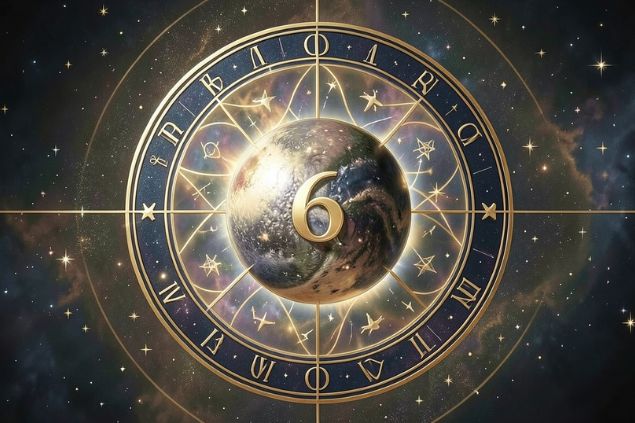 Canva/horoscopovIrtuAl Imagem de Mercúrio dentro de uma mandala astrológica com o número 6 no centro.