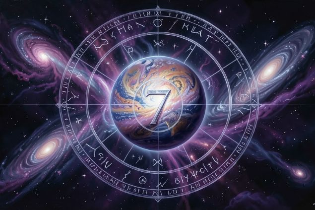 Canva/horoscopovIrtuAl Imagem de Lilith dentro de uma mandala astrológica com o número 7 no centro.