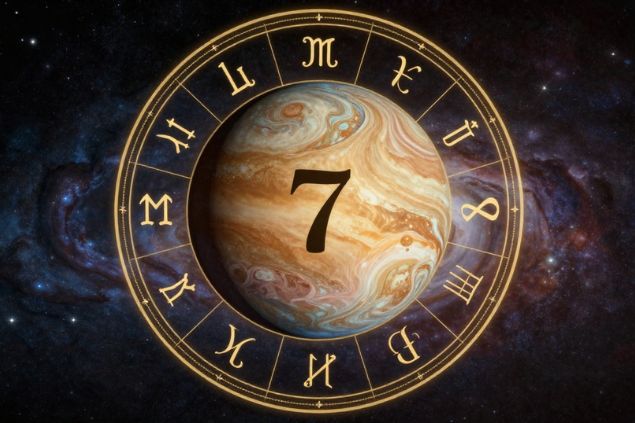 Canva/horoscopovIrtuAl Imagem de Vênus dentro de uma mandala astrológica com o número 7 no centro.