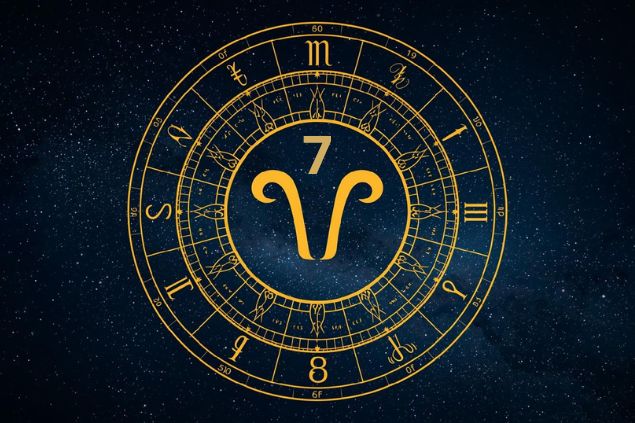 Canva/horoscopovIrtuAl Imagem de uma mandala astrológica com o glifo de touro junto com o número 7 posicionados no centro.
