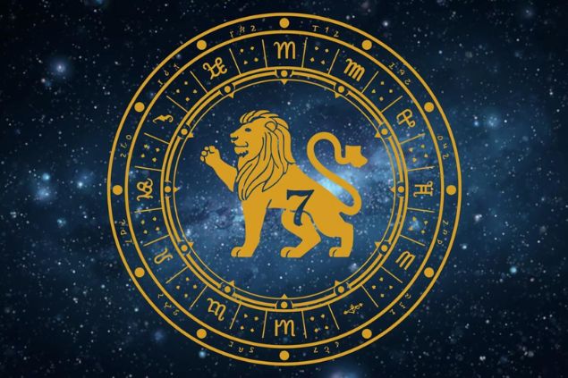 Canva/horoscopovIrtuAl Imagem do glifo do signo de leão junto com o número 7 no centro de uma mandala astrológica com fundo do universo.