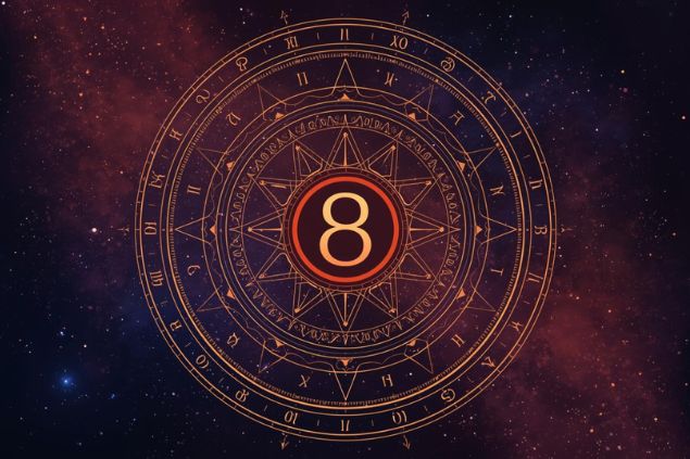 Canva/horoscopovIrtuAl Imagem de Lilith dentro de uma mandala astrológica com o número 8 no centro.