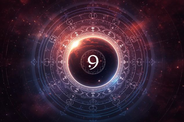 Canva/horoscopovIrtuAl Imagem de Lilith dentro de uma mandala astrológica com o número 9 no centro.