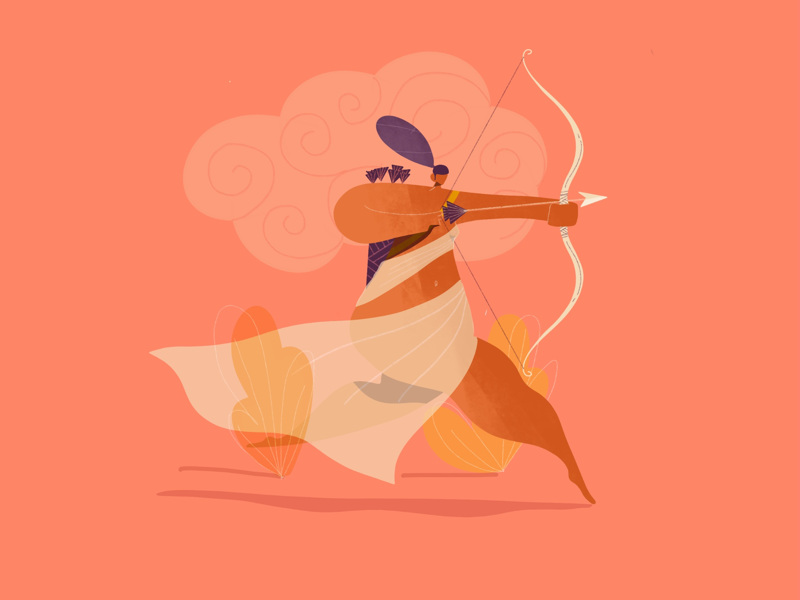 Ilustração de uma mulher do signo de sagitário.